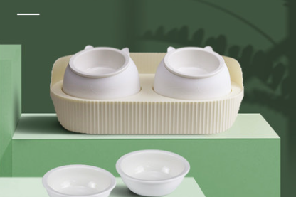 Ceramic Cat Food Bowl for Cervical Spine Support
