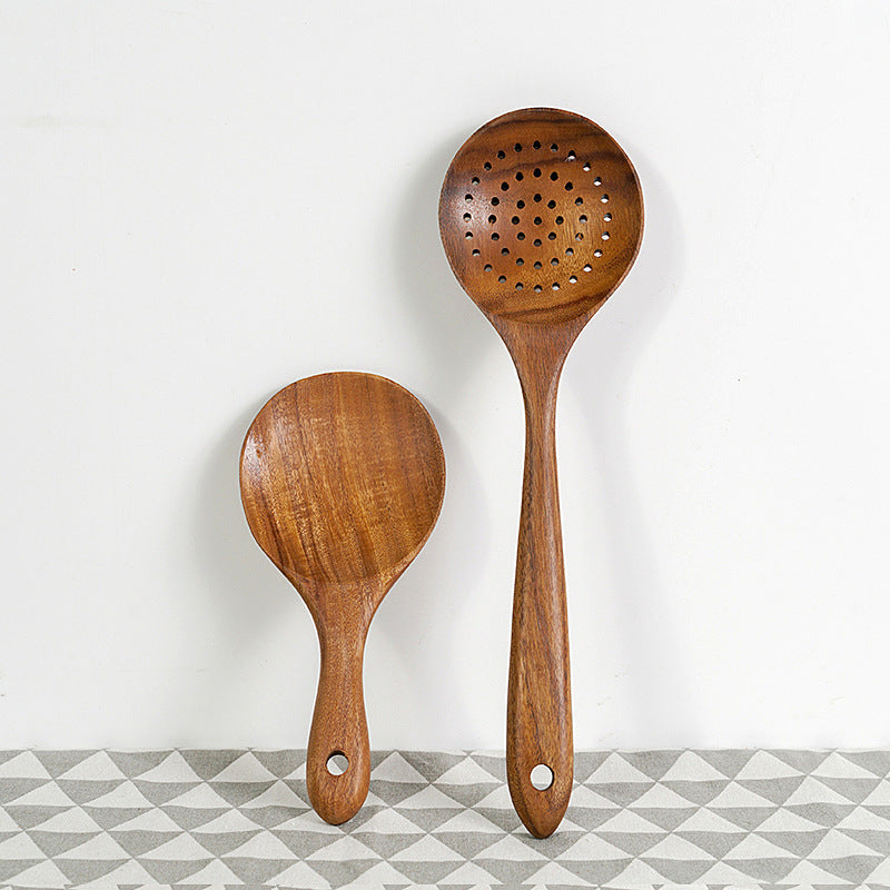 Teak Unlacquered Solid Wood Stir-Fry Spatula