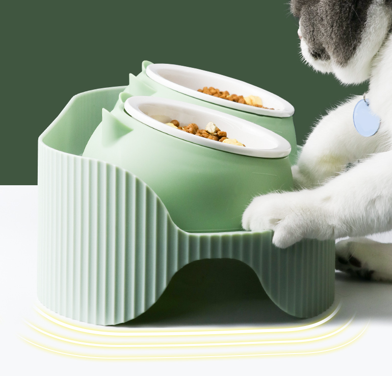 Ceramic Cat Food Bowl for Cervical Spine Support