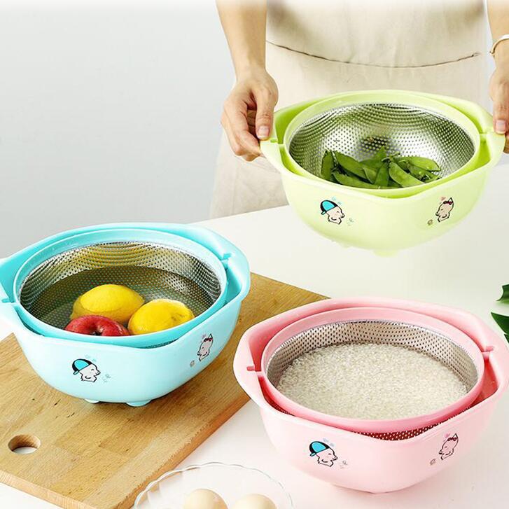 Stainless Steel Double-Layer Colander and Bowl Set