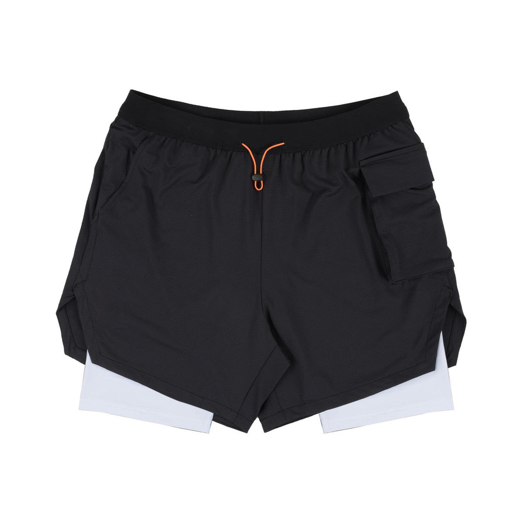 Men's Double Layer Stretch Shorts for Fitness Exercise