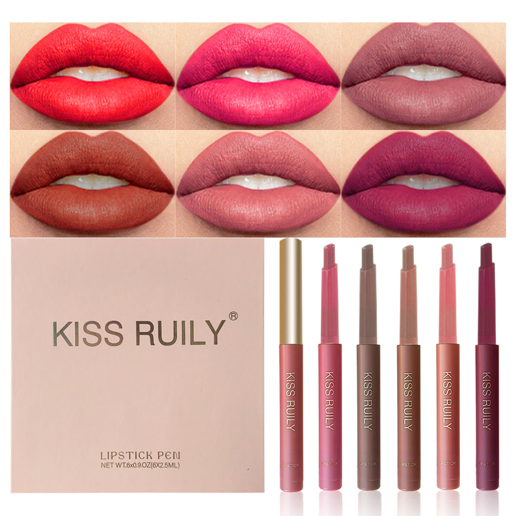 Silk Soft Lip Crayon Set - 6 Colors Makeup Kit