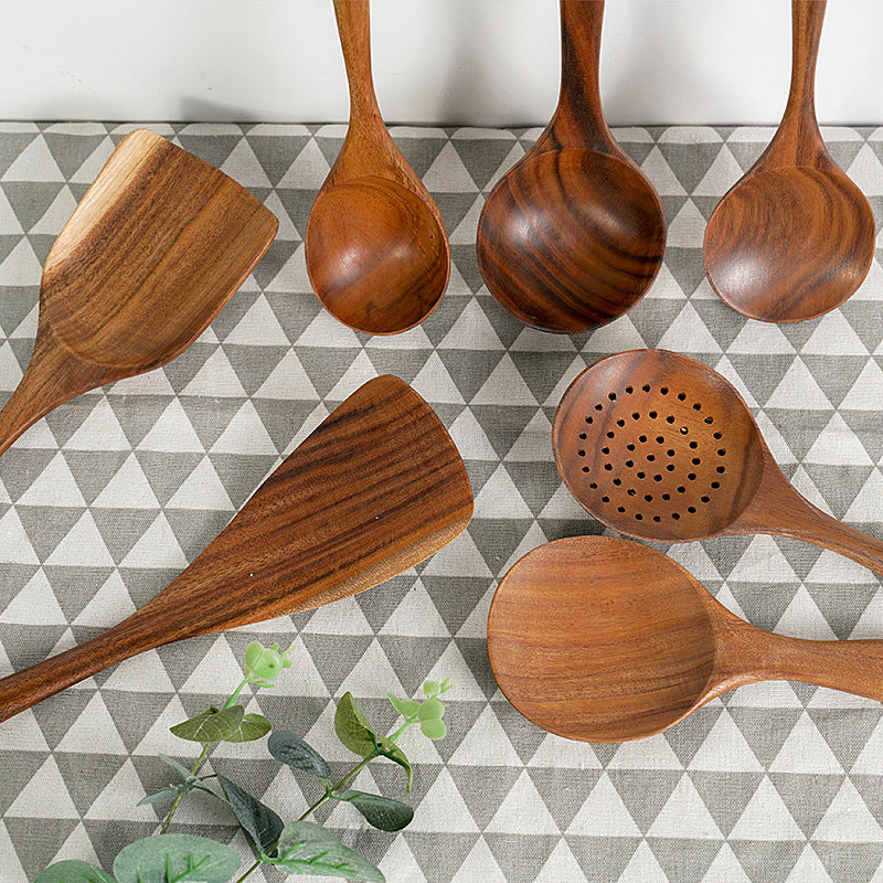 Teak Unlacquered Solid Wood Stir-Fry Spatula