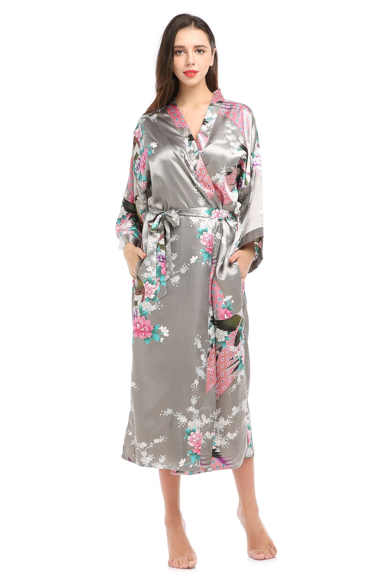 Peacock Long Robe for Women - Stylish Home Wear