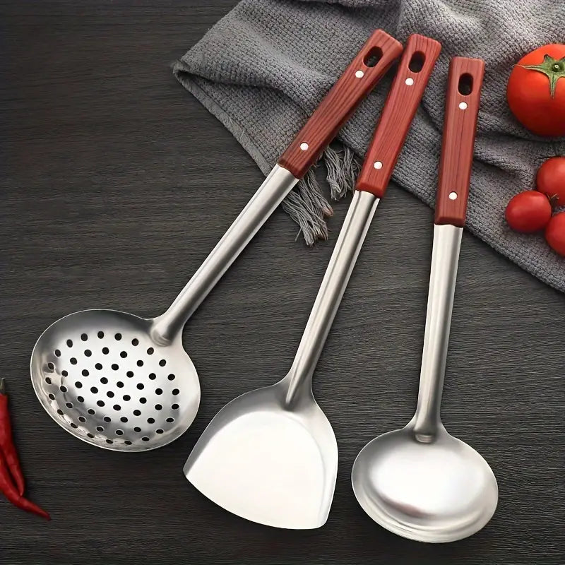 Stainless Steel Kitchen Utensils Set with Heat-Resistant Handle
