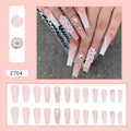 Gradient White Colorful Glitter Fake Nails for Girls