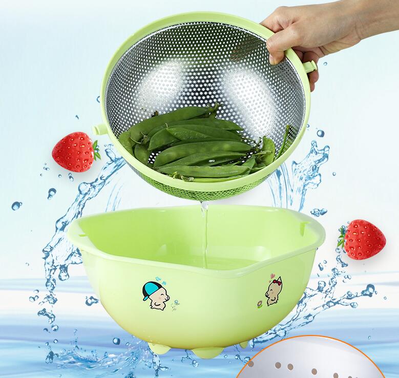 Stainless Steel Double-Layer Colander and Bowl Set