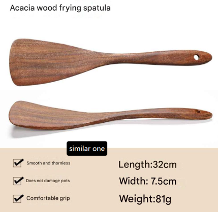 Teak Unlacquered Solid Wood Stir-Fry Spatula